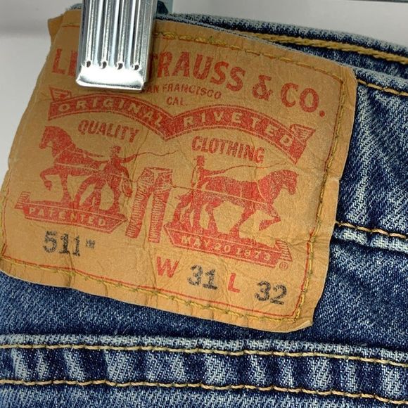 Mens Levis 511 Size 31 x 32 Jeans Denim Slim Straight Leg EUC 3790 Stretch - Picture 2 of 10